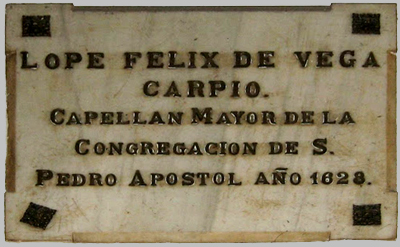 Placa Lope de Vega en la parroquia de los Dolores