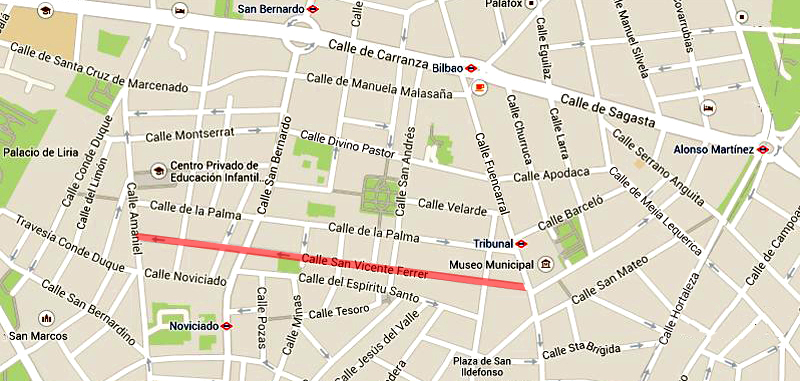 Plano de la calle de San Vicente Ferrer