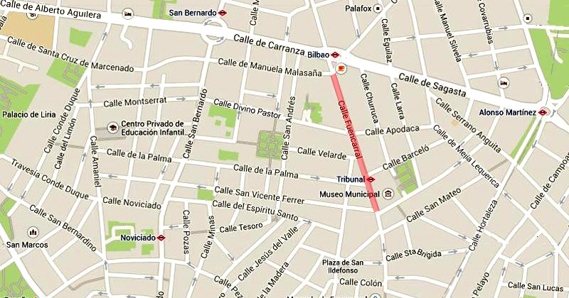 Plano de la segunda parte de la calle de Fuencarral