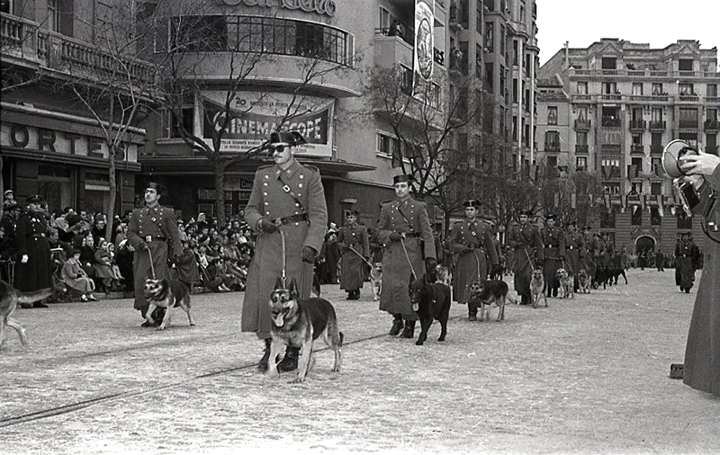 Vueltas de San Antn por la calle de Barcel en 1955